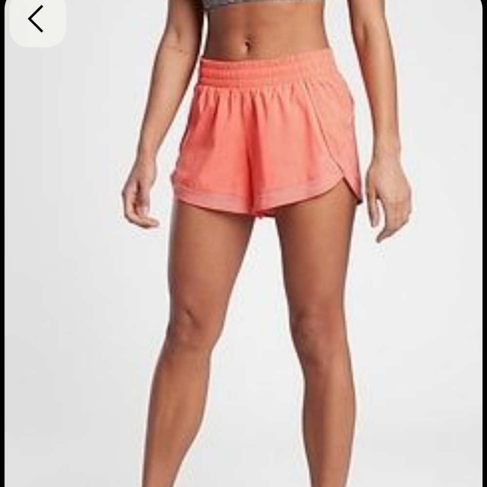 Athleta Mesh Racer Run Coral Shorts Training Running Athletic ** Medium ** EUC!!